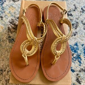 Athena gold thong sandals